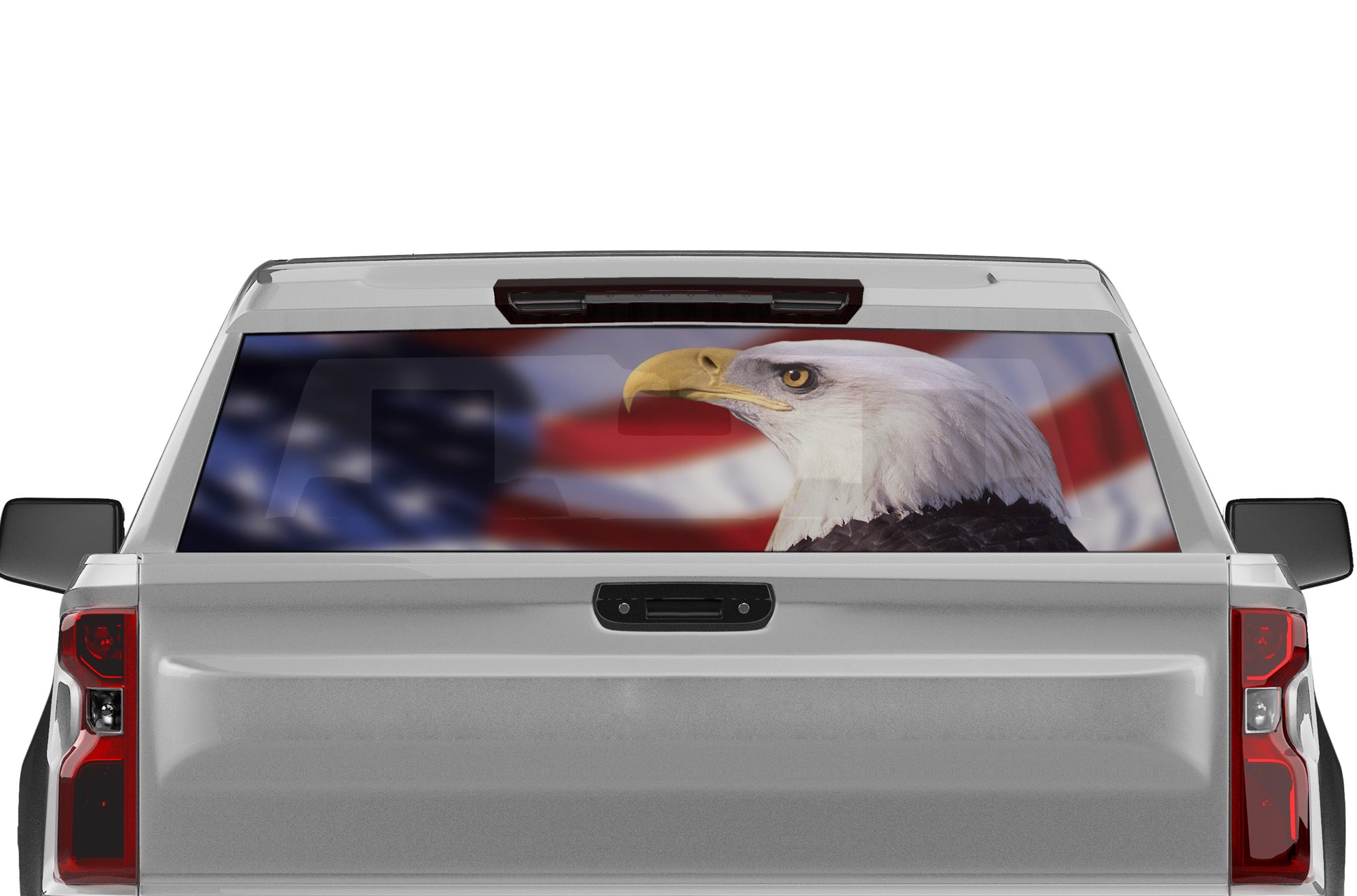 American Flag Eagle Rear Window Perforated Graphic Vinyl Decal Trucks Cars Campers
