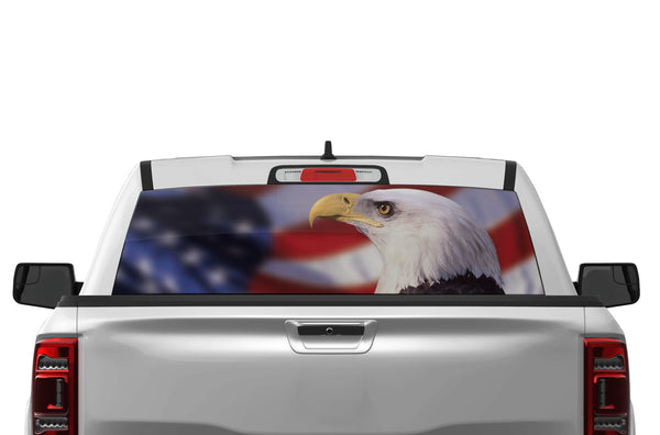 American eagle perforated graphics rear window decals for Dodge Ram