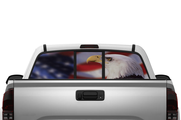 American flag eagle perforated rear window decals for Tacoma 2005-2015