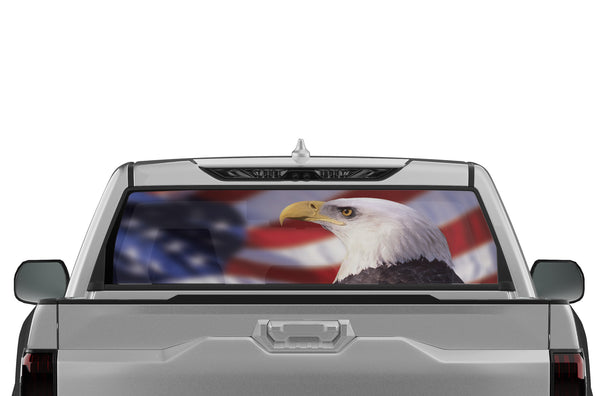 American flag perforated graphics rear window decals for Toyota Tundra