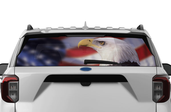 American flag perforated rear window decal graphics for Ford Explorer