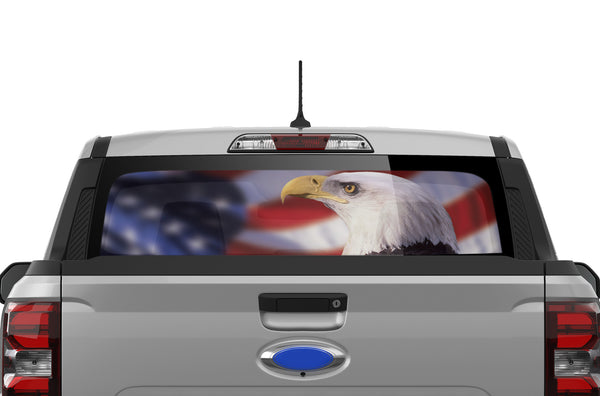 American flag perforated rear window decals graphics for Ford Maverick