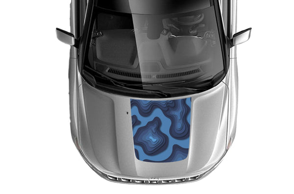 Blue topographic print hood graphics decals for Jeep Compass