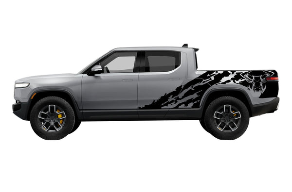 Bull shredded side graphics decals for Rivian R1T