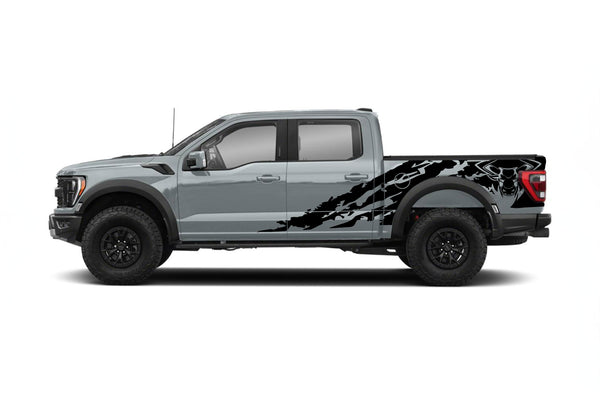 Bull shredded side graphics decals for Ford F150 Raptor