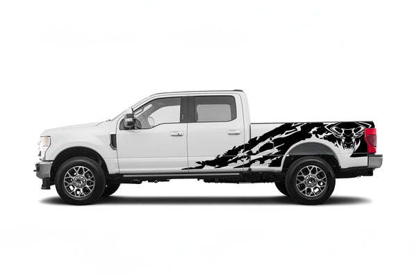 Bull shredded side graphics decals for Ford F250 2017-2022