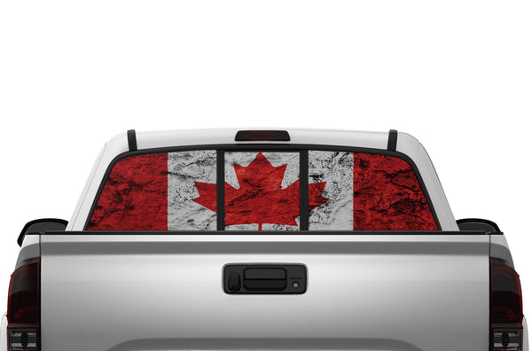 Canada flag perforated rear window decals for Toyota Tacoma 2005-2015