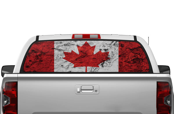 Canada flag perforated rear window decals for Toyota Tundra 2014-2021