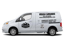 White van with 'Rough Grounds' branding on a white background