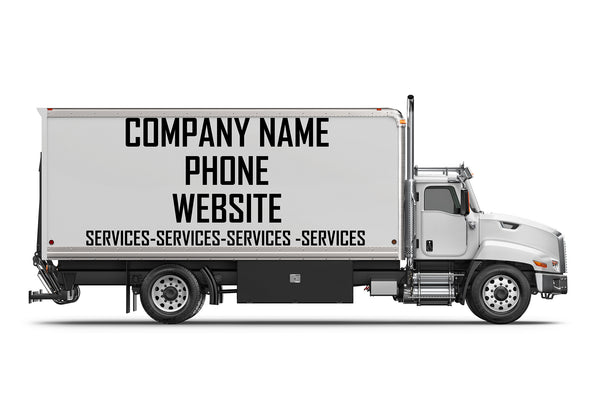 Custom business signs and vinyl lettering decals for 20' Box Truck