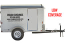 Custom business signs lettering decals for a 5' x 8' enclosed trailer