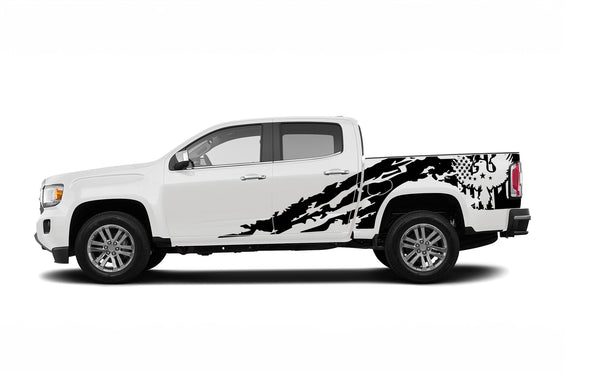 Eagle flag shredded side graphics decals for GMC Canyon 2015-2022