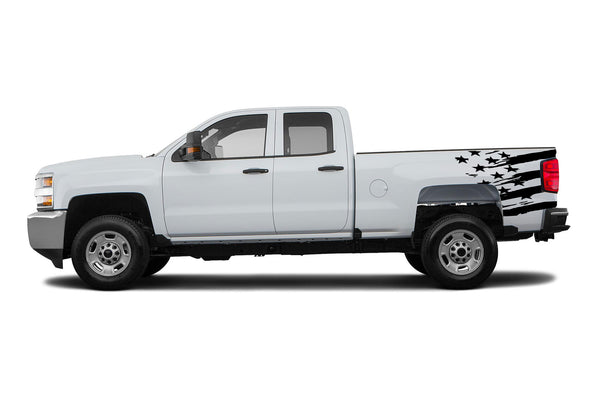 Flag side bed graphics decals for Chevrolet Silverado 2500HD 2015-2019