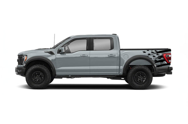 Flag side bed graphics decals for Ford F150 Raptor