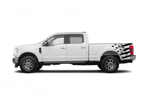 Flag side bed graphics decals for Ford F250 2017-2022