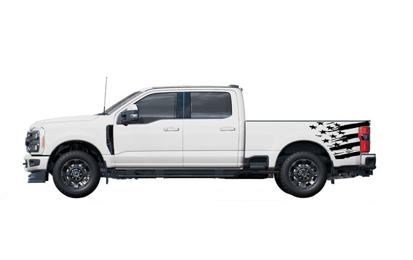 Flag side bed graphics decals for Ford F-250