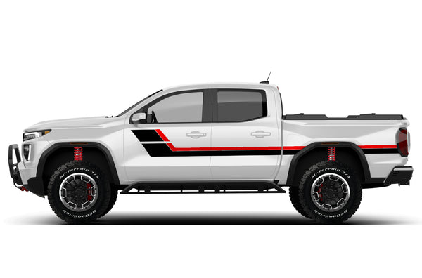 Retro style double hash stripes side graphics decals for GMC Canyon