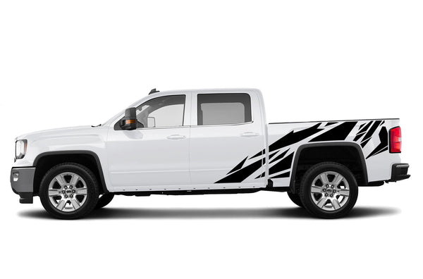 Geometric pattern side bed graphics decals for GMC Sierra 2014-2018
