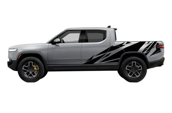 Geometric pattern side graphics decals for Rivian R1T