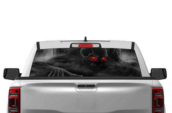 Ghost skull perforated graphics rear window decals for Dodge Ram
