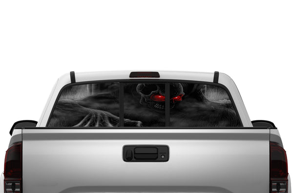 Ghost skull perforated rear window decals for Toyota Tacoma 2005-2015