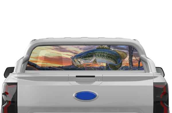 Largemouth bass  perforated rear window decal graphics for Ford Ranger