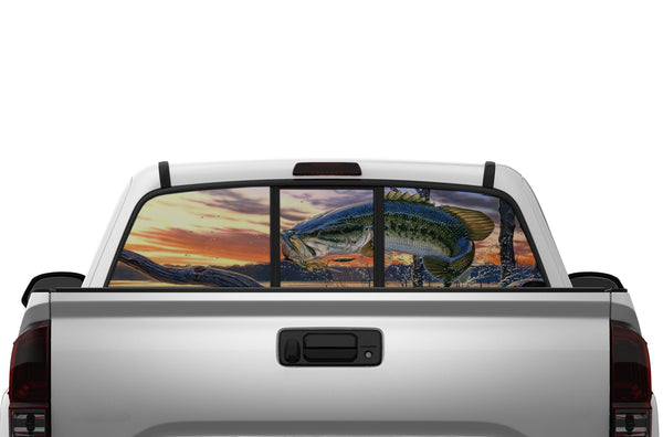 Largemouth bass perforated rear window decals for Tacoma 2005-2015