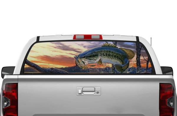 Largemouth bass perforated window decals for Toyota Tundra 2014-2021