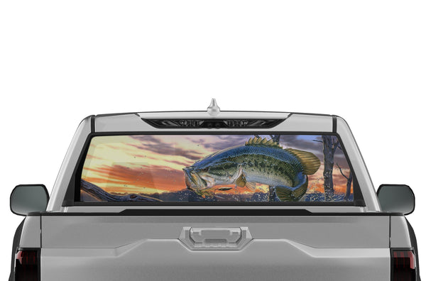 Largemouth bass perforated graphics window decals for Toyota Tundra