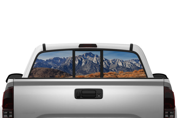 Mountain perforated rear window decals for Toyota Tacoma 2005-2015