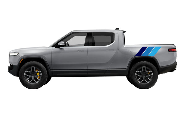 Retro hash stripes bed graphics decals for Rivian R1T