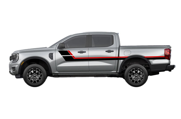 Retro style double center hash stripes graphics decals for Ford Ranger