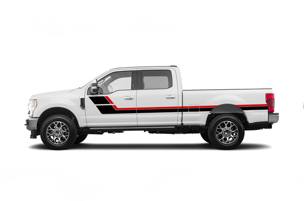 Retro style double hash stripes decals for Ford F250 2017-2022