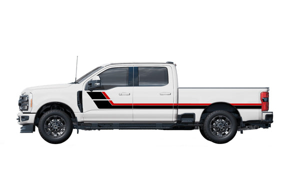 Retro style double center hash stripes graphics decals for Ford F-250