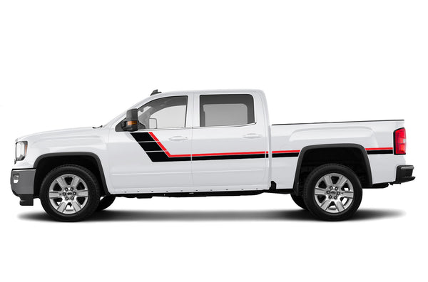Retro double center stripes graphics decals for GMC Sierra 2014-2018