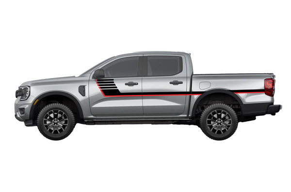 Retro-style double hash stripes graphics decals for Ford Ranger
