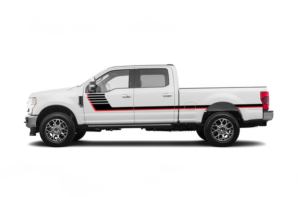 Retro-style double hash stripes decals for Ford F250 2017-2022