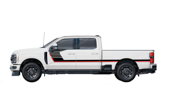 Retro-style double hash stripes graphics decals for Ford F-250