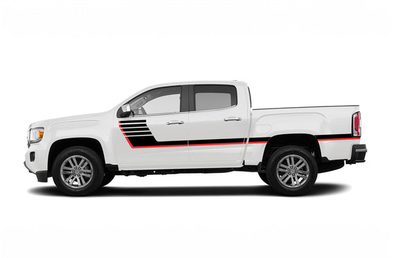 Retro-style double stripes graphics decals for GMC Canyon 2015-2022