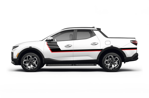 Retro-style double hash stripes graphics decals for Hyundai Santa Cruz