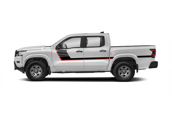 Retro-style double hash stripes graphics decals for Nissan Frontier