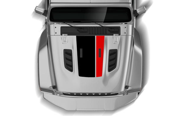 Retro style double stripes hood graphics decals compatible with Gladiator JT