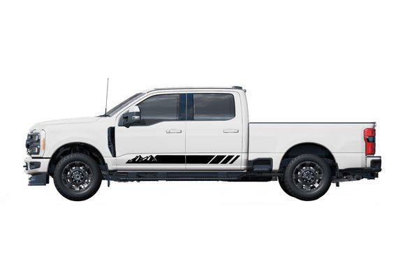 Rocker panel mountains stripes side graphics decals for Ford F-250