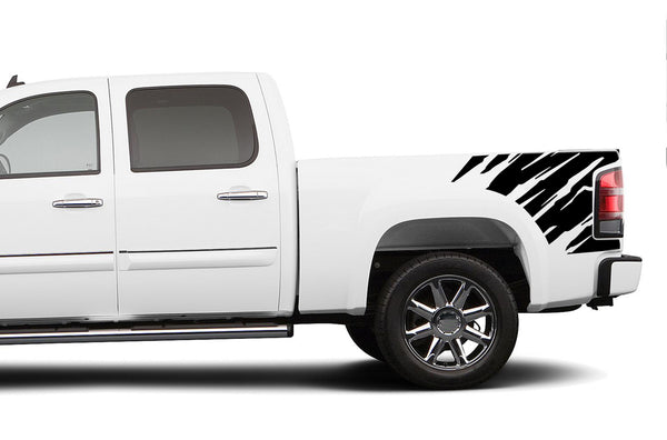 Shredded side bed graphics decals for GMC Sierra 2007-2013