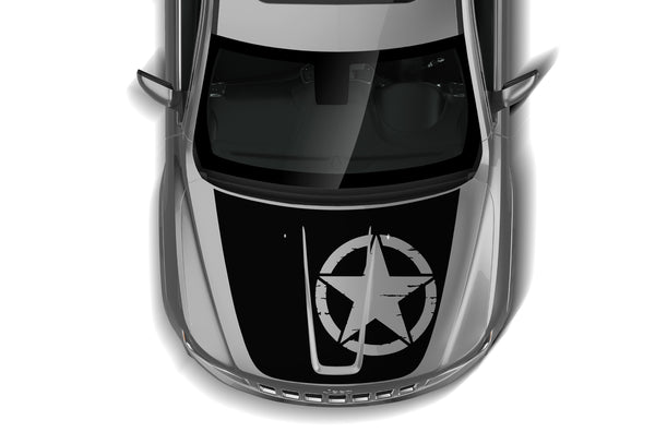 Shredded star hood decal compatible with Jeep Grand Cherokee 2011-2021