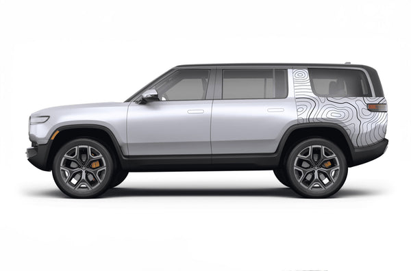 Back topographic side graphics decals for Rivian R1S
