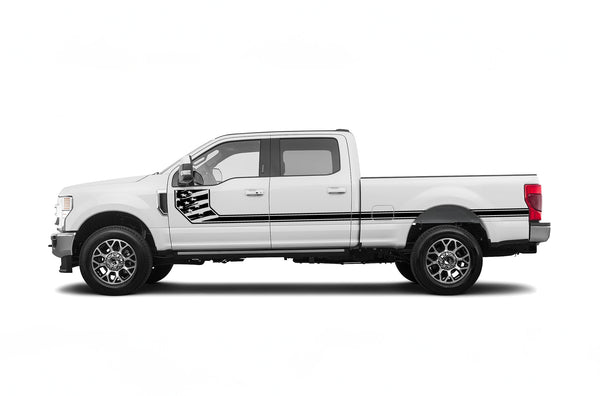 Side line US flag stripes graphics decals for Ford F250 2017-2022