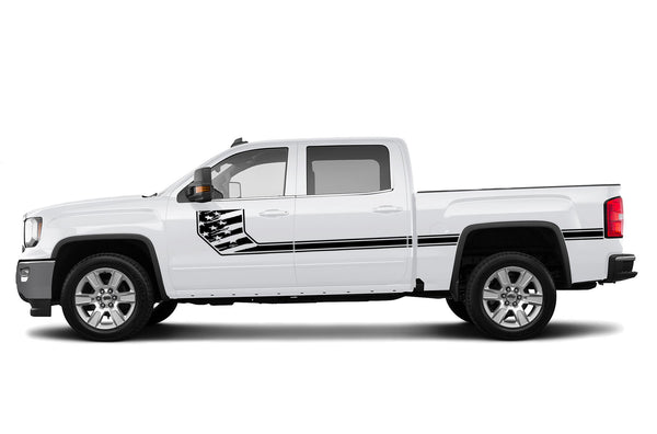 Side line US flag stripes graphics decals for GMC Sierra 2014-2018