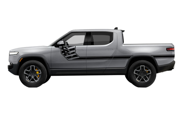 Side line US flag stripes graphics decals for Rivian R1T