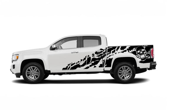Skull shredded side graphics decals for GMC Canyon 2015-2022